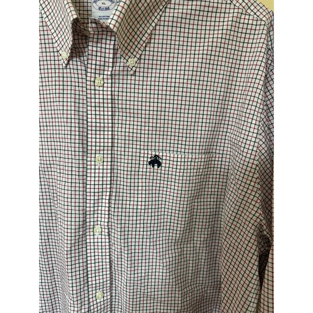 Brooks Brothers Men’s Button Down Dress Shirt Check Plaid Long Sleeve Cotton XL - Picture 4 of 9